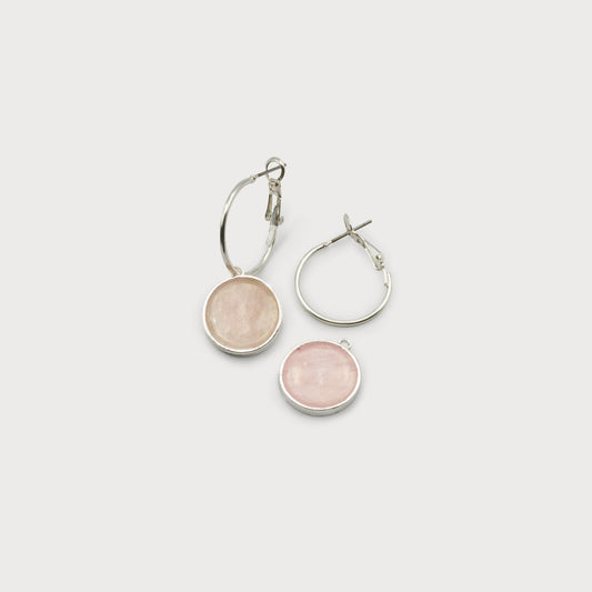 Pink Stone Hoops