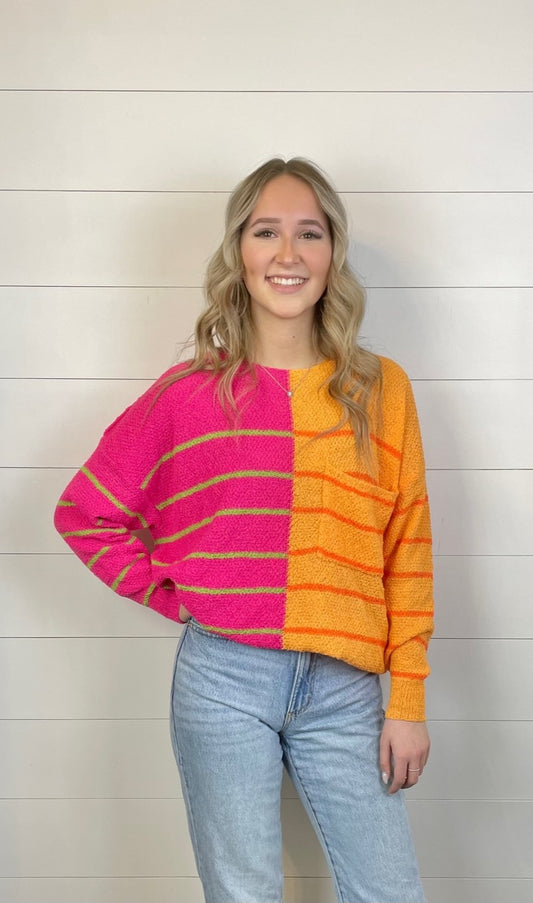 Fushia/Orange Stripe Sweater